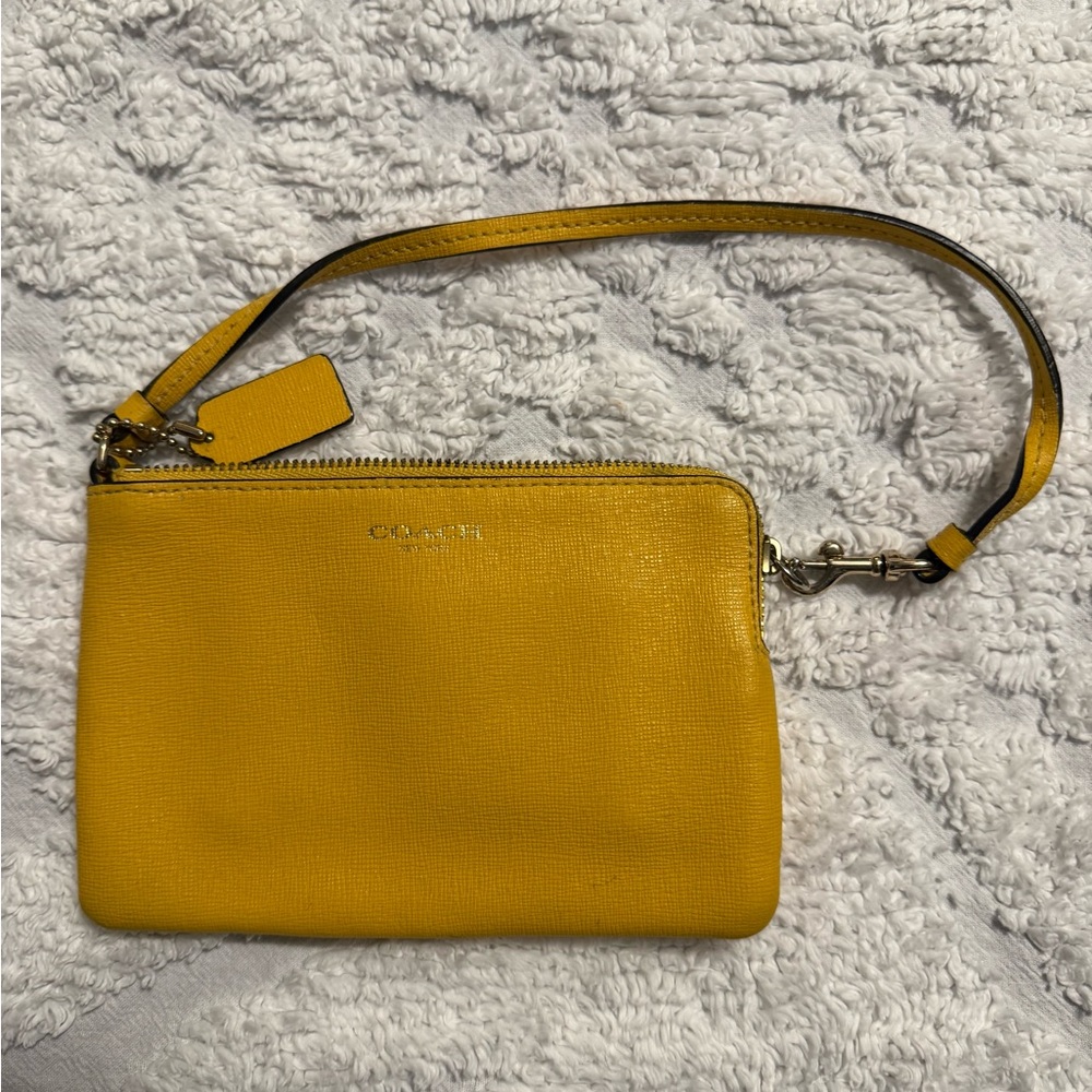 Coach Mustard Yellow Leather Wristlet